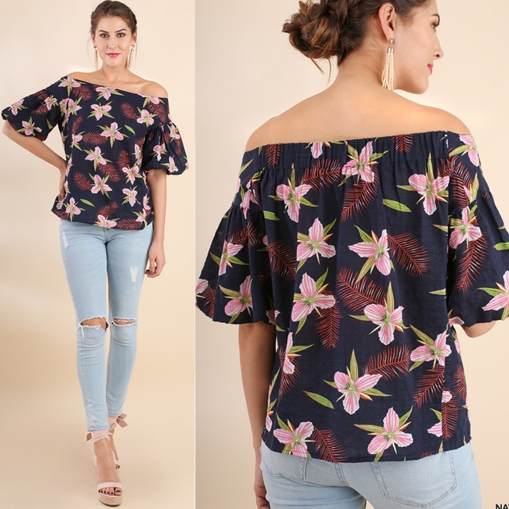 Umgee Tropical Off Shoulder Top